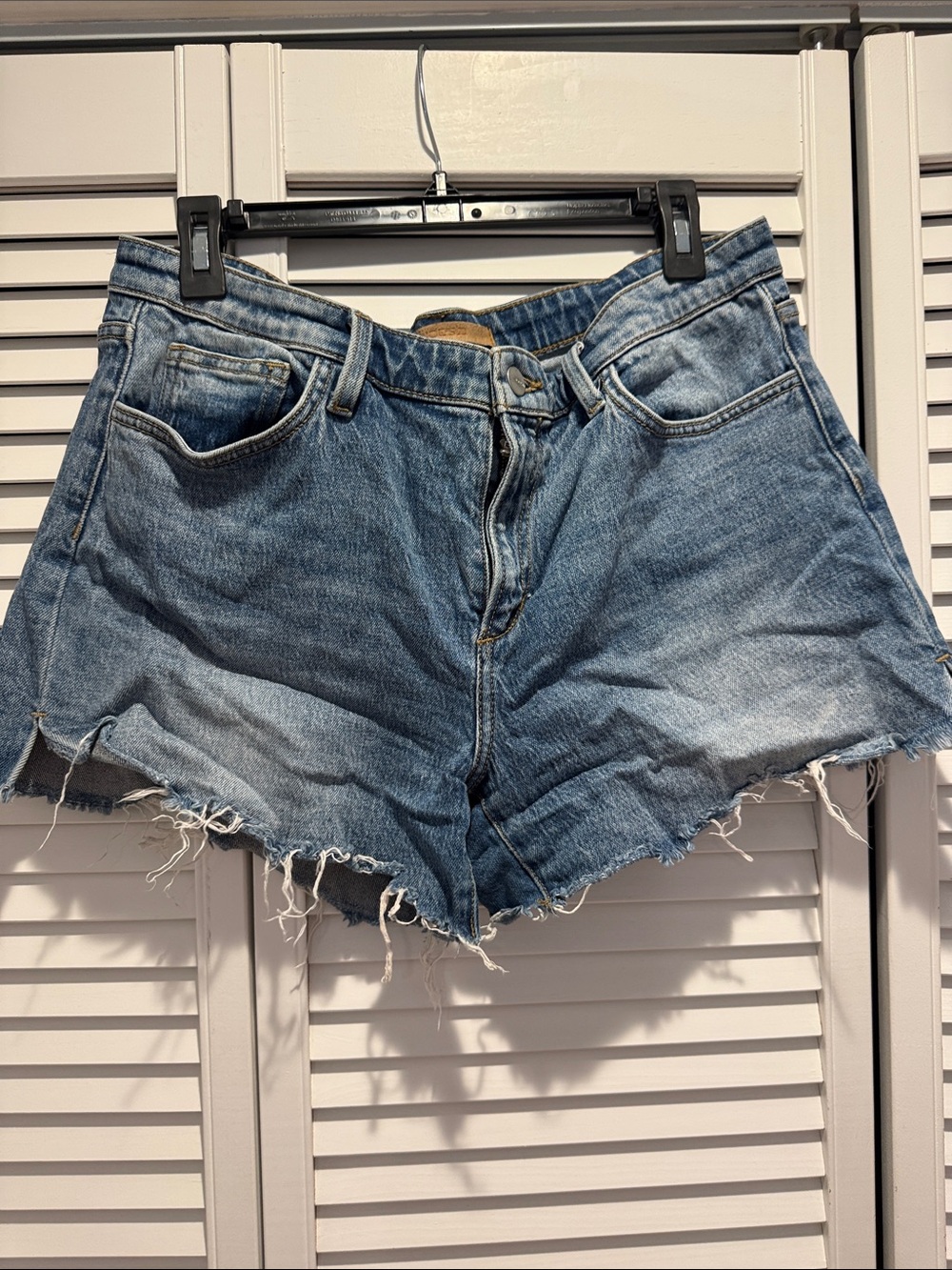 Joe's Jeans Distressed Mid-Blue Cutoff Denim Shorts - the Ozzie